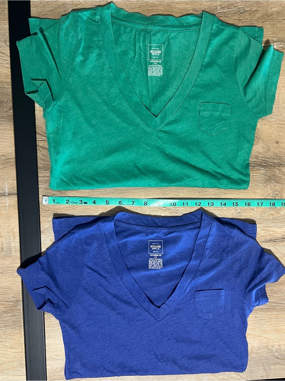 Set of 2 Mossimo Supply Co. V-Neck Boyfriend Tee With Pocket - Green & Blue